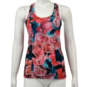 Lululemon Top Womens 4 Lightened Up Singlet Tank Secret Garden Gym Workout Bloom